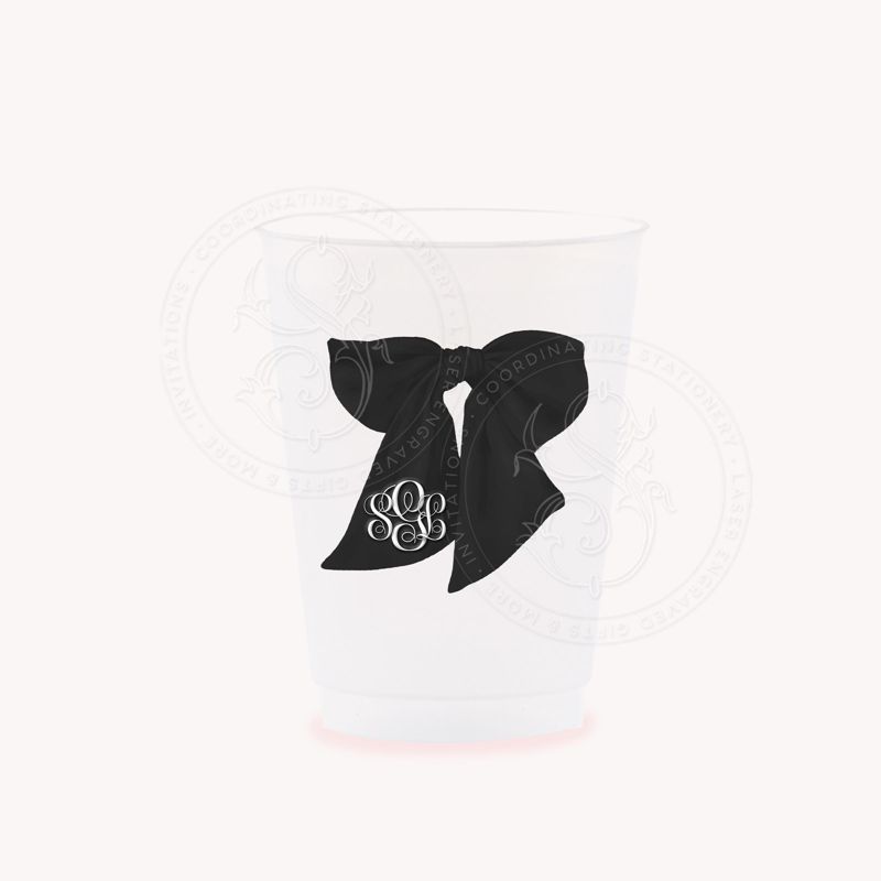 Black Bow Ribbon Party Cups for Bridal Shower Bridesmaids Luncheon Shes tying the knot (25 cups (minimum))