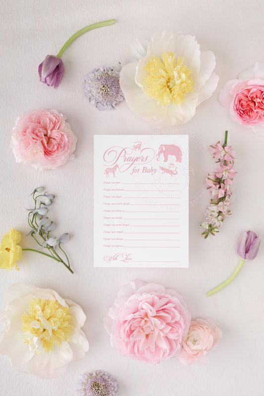 INSTANT DOWNLOAD - Prayers for the Baby Game Pink Safari Toile - Girl Baby Shower - Baby Girl Sprinkle Printable Game