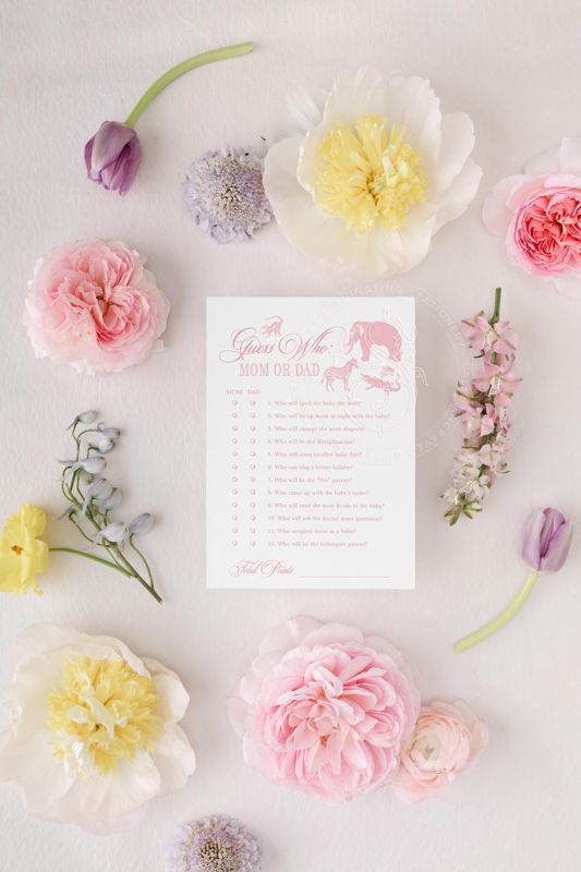 INSTANT DOWNLOAD - Guess Mom or Dad Baby Shower Game Pink Safari Toile - Girl Baby Shower
