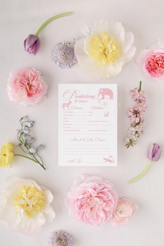 INSTANT DOWNLOAD - Predictions and Advice Baby Shower Game - PINK Safari Toile - Girl Baby Shower - Baby Girl Sprinkle Printable