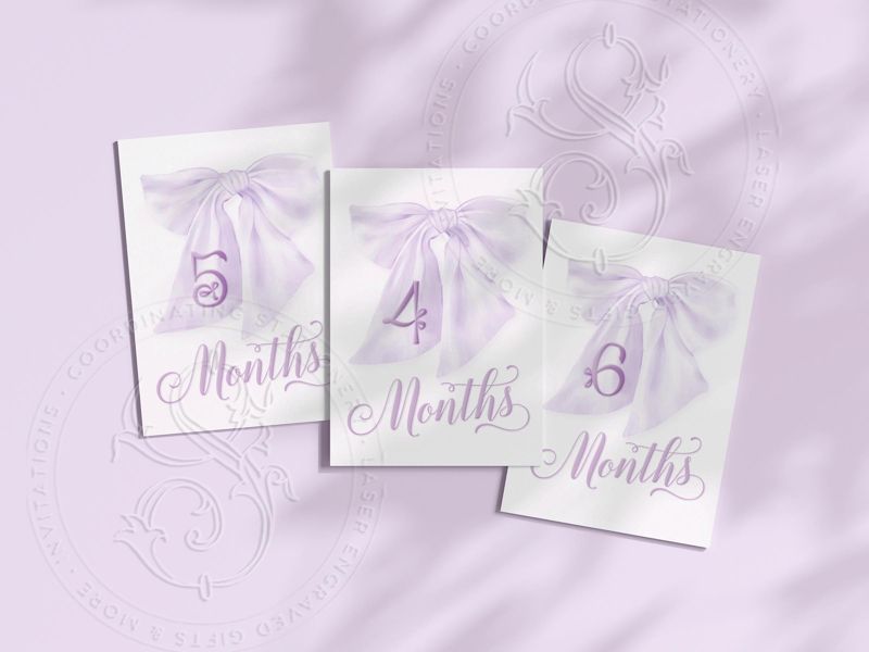 Girl Milestone Cards printed Baby Gift New Mom Gift Ideas Baby Shower Baby Month Cards Memories Baby Girl fancy Lilac Purple bow