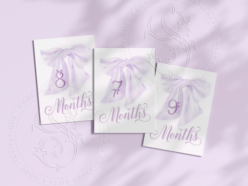 Girl Milestone Cards printed Baby Gift New Mom Gift Ideas Baby Shower Baby Month Cards Memories Baby Girl fancy Lilac Purple bow