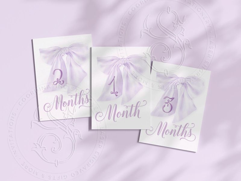 Girl Milestone Cards printed Baby Gift New Mom Gift Ideas Baby Shower Baby Month Cards Memories Baby Girl fancy Lilac Purple bow