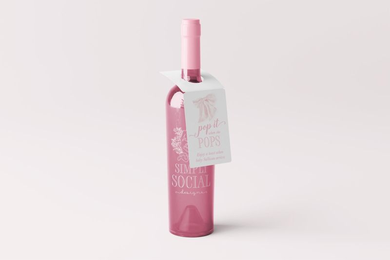 Pop when she pops Favor Tags Girl Baby Shower Gift Tags for Champagne, Bottleneck Hanger Tags Pop and Cheer Boy Baby Sprinkle bottle tag (20 printed tags, Pink)