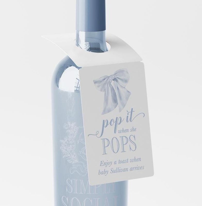 Pop when she pops Favor Tags Girl Baby Shower Gift Tags for Champagne, Bottleneck Hanger Tags Pop and Cheer Boy Baby Sprinkle bottle tag (20 printed tags, Pink)
