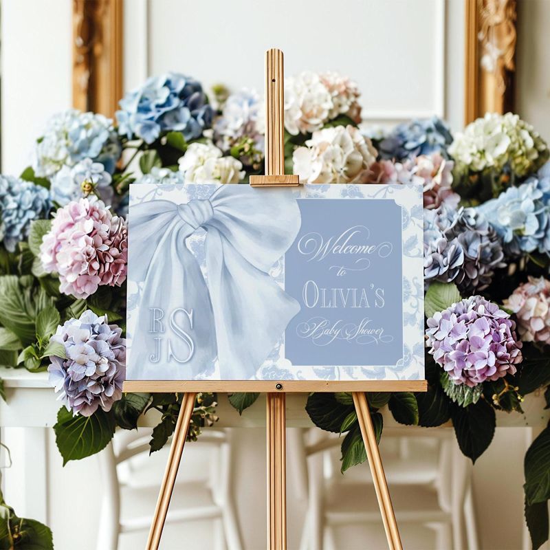 Baby Boy Shower Welcome Sign Printed - Blue and White Chinoiserie Toile - Classic Baby Boy Sprinkle Signage - Printed 18x24" Welcome Poster (18x24 inches | Poster)