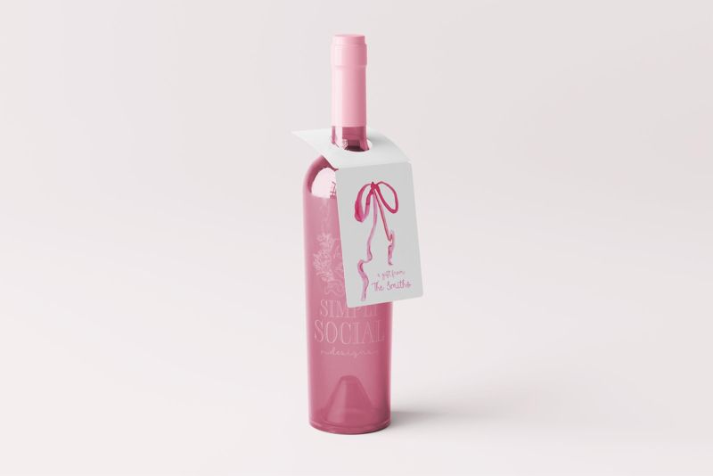 Holiday Gift Tags Champagne Bottle, Wine Bottleneck Hanger Tags Cheers (20 printed tags | A)