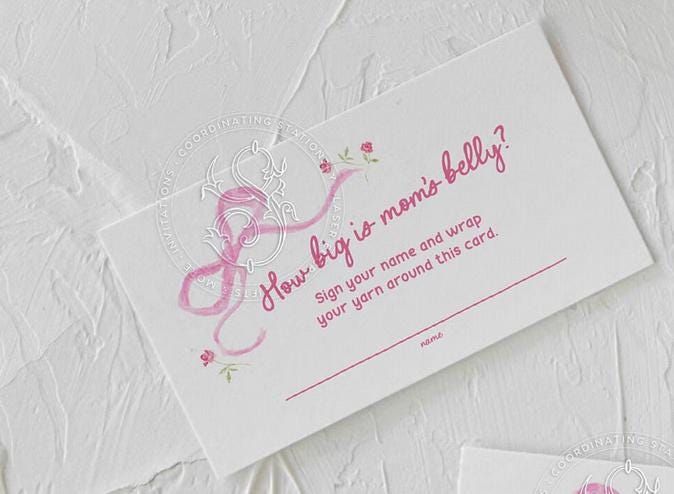How big is moms belly baby shower game - Girl Baby Shower Sprinkle - Pink Bow - Pink Ribbon - Printable