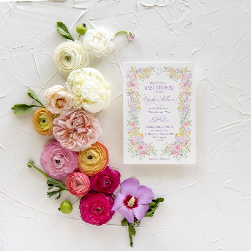 Baby Girl Shower Invitations - Fancy Girl Baby Sprinkle - Floral Love Fancy Party Feminine Bridal Shower Luncheon bridesmaids (10 printed invitations, Plain White Envelopes)