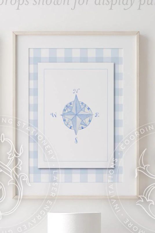 Airplane Aviation Art Prints for Baby Boy Nursery Room - Baby Blue Gingham (11x14 inches | Portrait)