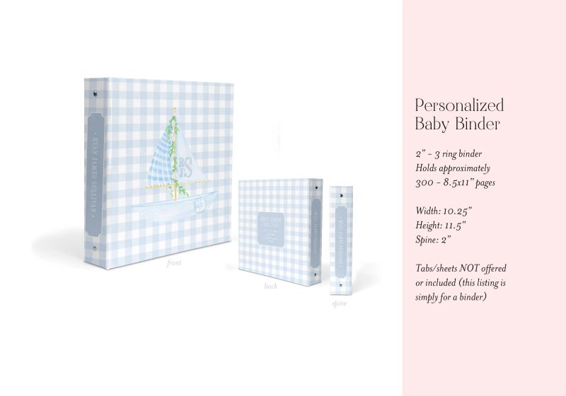 Sailboat Baby Boy Book Binder - Newborn Memory Book Blank Baby Book Custom 3 Ring Binder - Baby Shower Gift - Newborn Baby Gift (Yes, I will check my email for proof)
