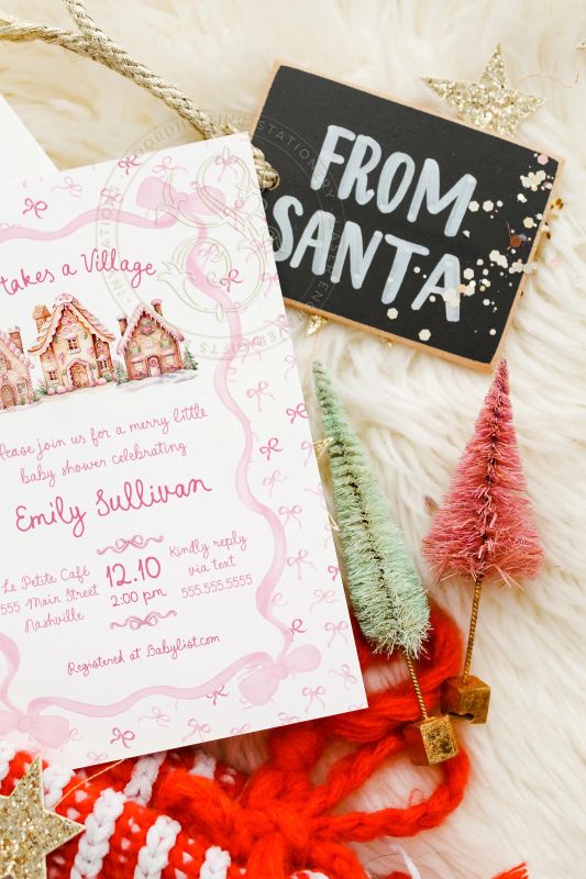 It Takes a Village Christmas Baby Shower Invitations: Gingerbread Winter Sprinkle