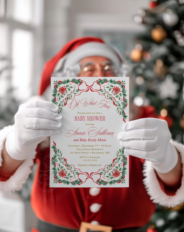 Christmas Baby Shower Invitations: Oh What Fun Winter Sprinkle Gender Neutral