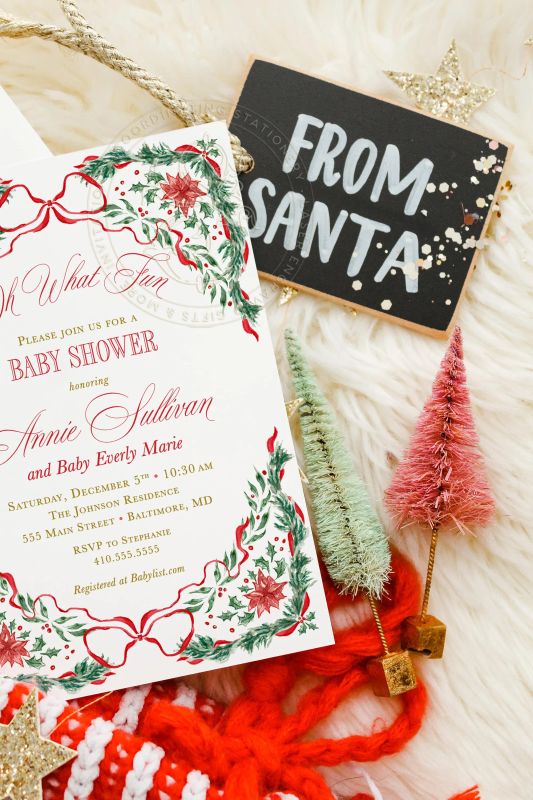 Christmas Baby Shower Invitations: Oh What Fun Winter Sprinkle Gender Neutral