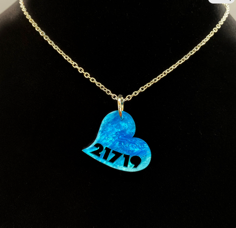 21719 Heart Necklace (Glittery Pink | 15" Silver Tone - Stainless Steel)