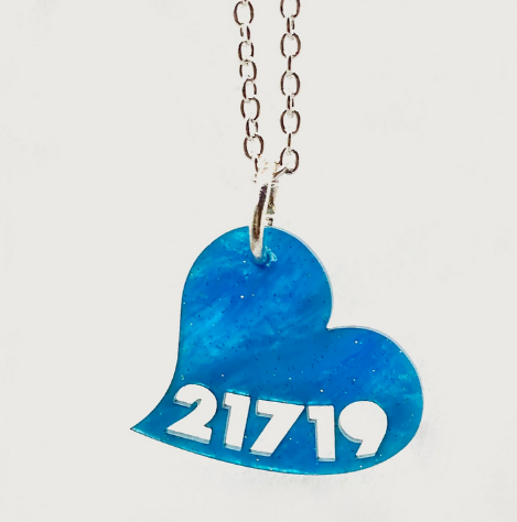 21719 Heart Necklace (Glittery Pink | 15" Silver Tone - Stainless Steel)