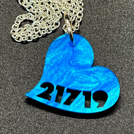 21719 Heart Necklace (Glittery Pink | 15" Silver Tone - Stainless Steel)