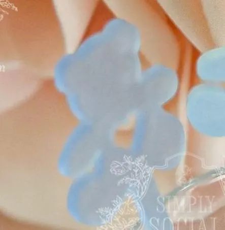 Teddy Bear Drink stirrers: acrylic stir sticks, old money aestethic (Set of 5 stirrers, Frosted Blue)