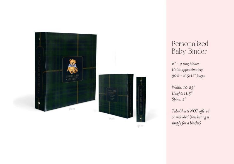 Personalized Baby Book Binder: Teddy Bear Tartan Plaid (Yes, I will check Etsy messages for proof)