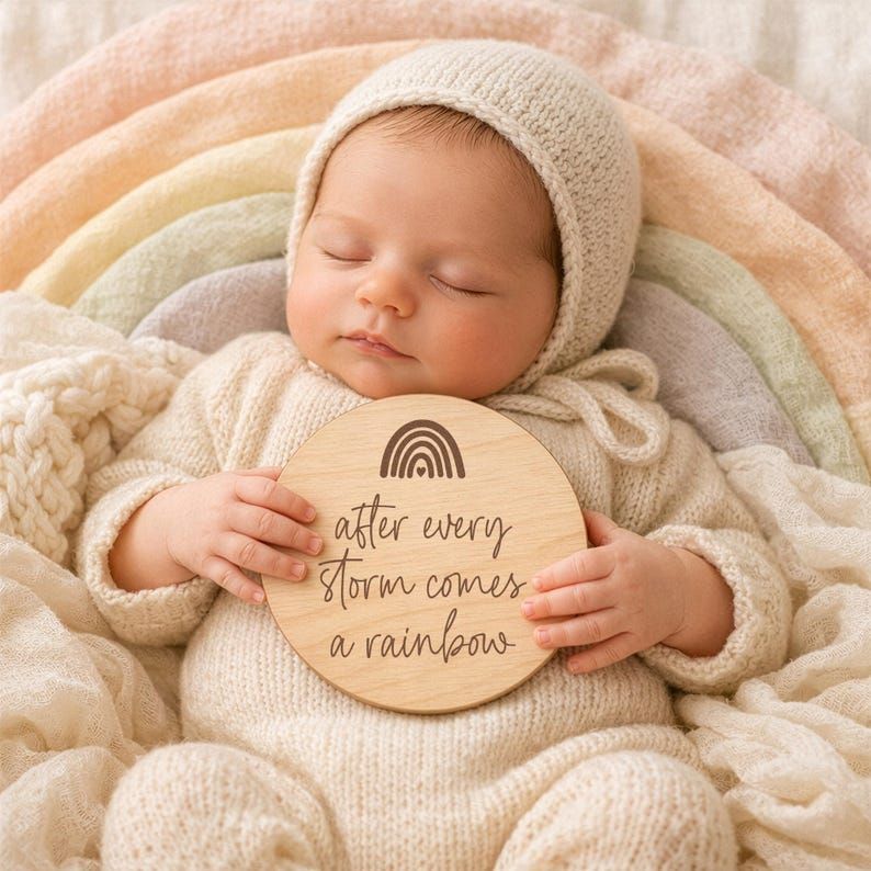 Rainbow Baby Announcement Sign: after every storm (4" inches | siblings)