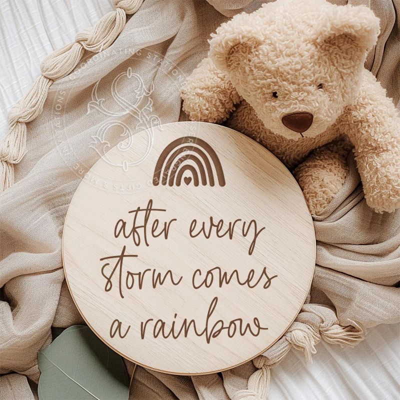 Rainbow Baby Announcement Sign: after every storm (4" inches | siblings)