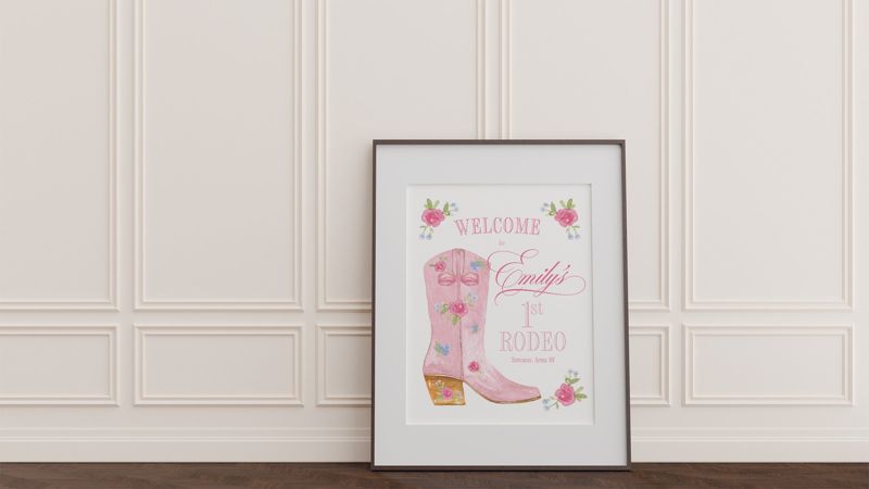 First Rodeo Birthday Party Welcome Sign Girl - Girl Birthday Welcome Poster 18x24" Printable