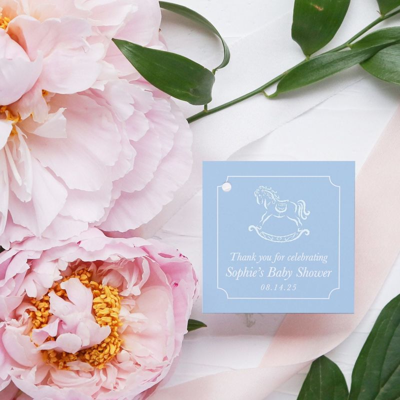 Rocking Horse Favor tags for Baby Boy Shower or Sprinkle (20 printed notes)
