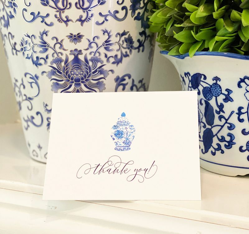 Chinoiserie Ginger Jar Thank You Notes (20 printed notes)