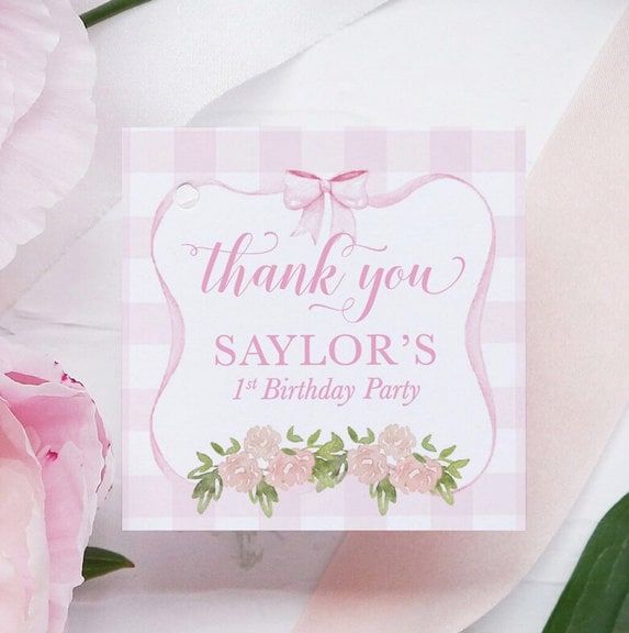 Girl Baby Shower or First Birthday Favor Tag - Girl Baby Sprinkle - Printed Favor Tag - Square Custom Gift tag (20 printed notes)