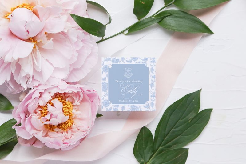 Printed Favor Tags for Bridal Shower - Chinoiserie Thank you tags - French Blue Chinoiserie - Classic Bridal Shower - Traditional Bridal Tea (20 printed notes)