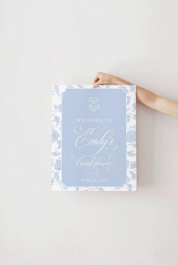 Printed Chinoiserie Bridal Shower Welcome Sign - 18 x 24" welcome poster - bridal luncheon - bridesmaids brunch - bridal tea (18x24")