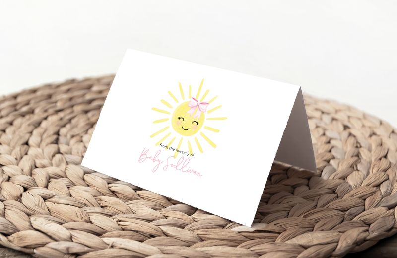 Preppy Pink Bow Little Sunshine Thank You Notes (20 printed notes)