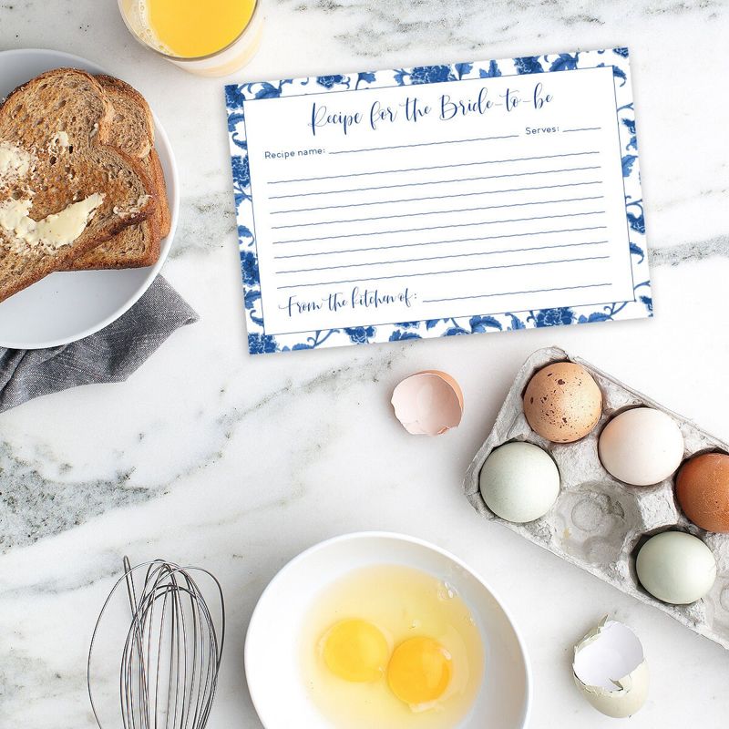 Blue and White Chinoiserie Recipe Card (20 printed cards)