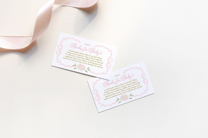 PRINTED Baby Shower Books for Baby Insert Cards - Girl Baby Sprinkle - Bring a book instead of a card (20 printed cards)