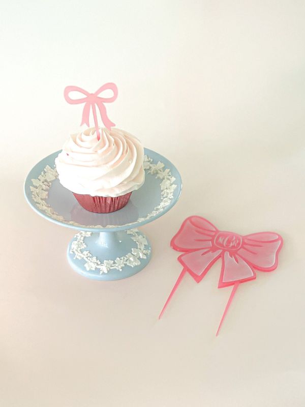 Pink Bow Cake Topper for girl baby shower - Girl 1st birthday party - acrylic cake topper - french bow - Fancy Garden Tea Party Decoration