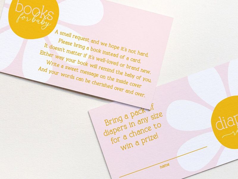 Baby in Bloom Baby Shower Diaper Raffle Insert Cards or Books for Baby insert cards Printed (20 printed cards, Books for Baby)