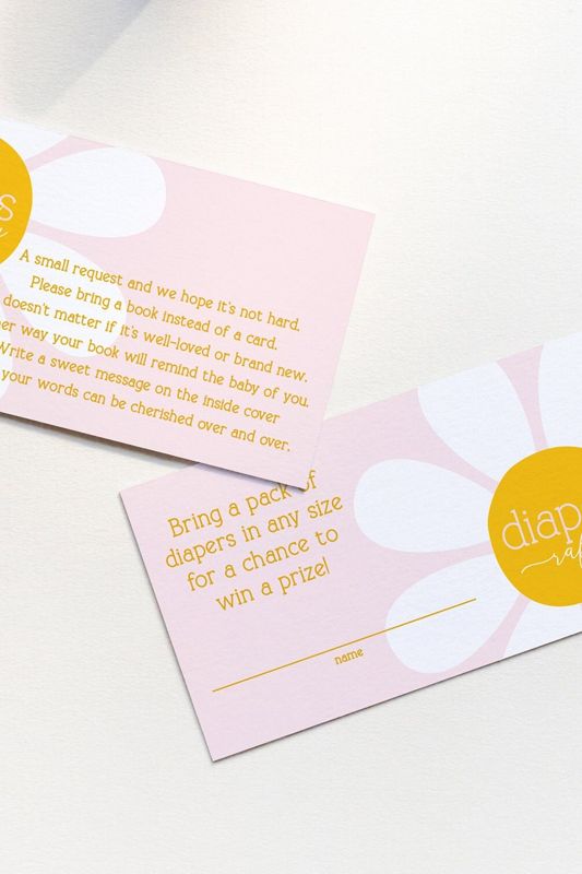 Baby in Bloom Baby Shower Diaper Raffle Insert Cards or Books for Baby insert cards Printed (20 printed cards, Books for Baby)