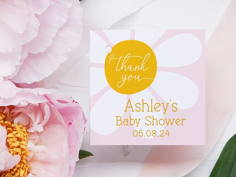 Daisy Favor tags for Baby Girl Shower or Sprinkle (20 printed notes)