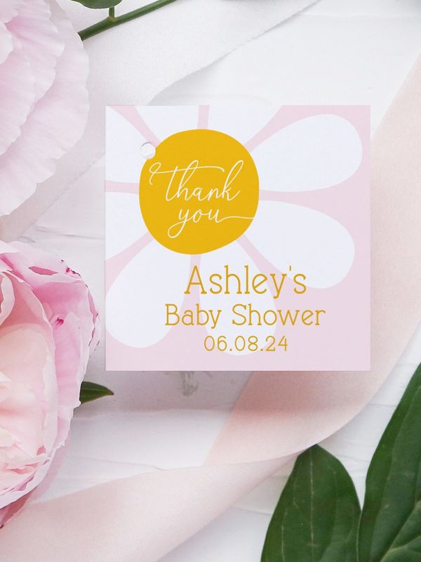 Daisy Favor tags for Baby Girl Shower or Sprinkle (20 printed notes)