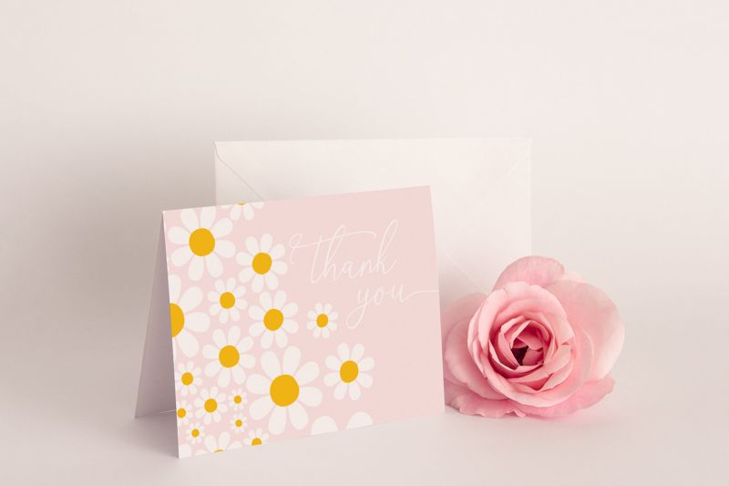 Daisy Thank You Notes - Printed Thank You Cards - Baby Girl Shower - first birthday (20 printed notes)
