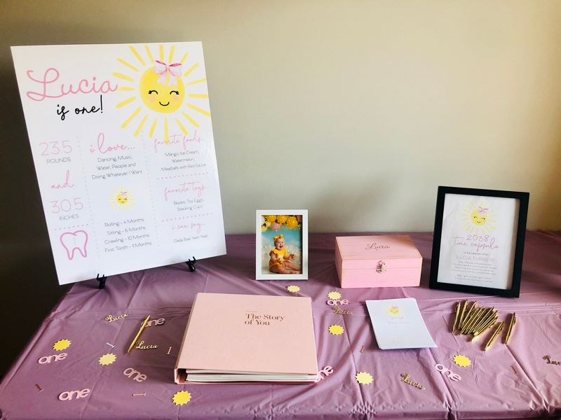 Preppy Sunshine First Birthday Milestone Sign 16x20" Printable - Girl First Birthday Sign - Our Little Sunshine - First Trip Around the Sun