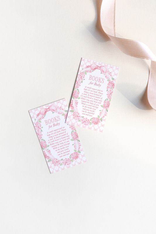 Baby Shower Books for Baby Insert Cards - Girl Baby Shower - Bring a book instead of a card - Printables - Pink Hydrangea Grandmillenial