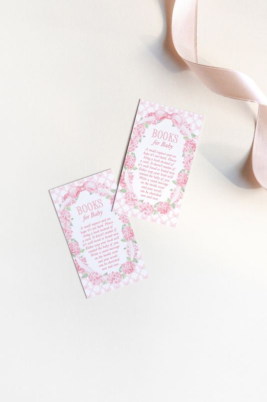 Baby Shower Books for Baby Insert Cards - Girl Baby Shower - Bring a book instead of a card - Printables - Pink Hydrangea Grandmillenial