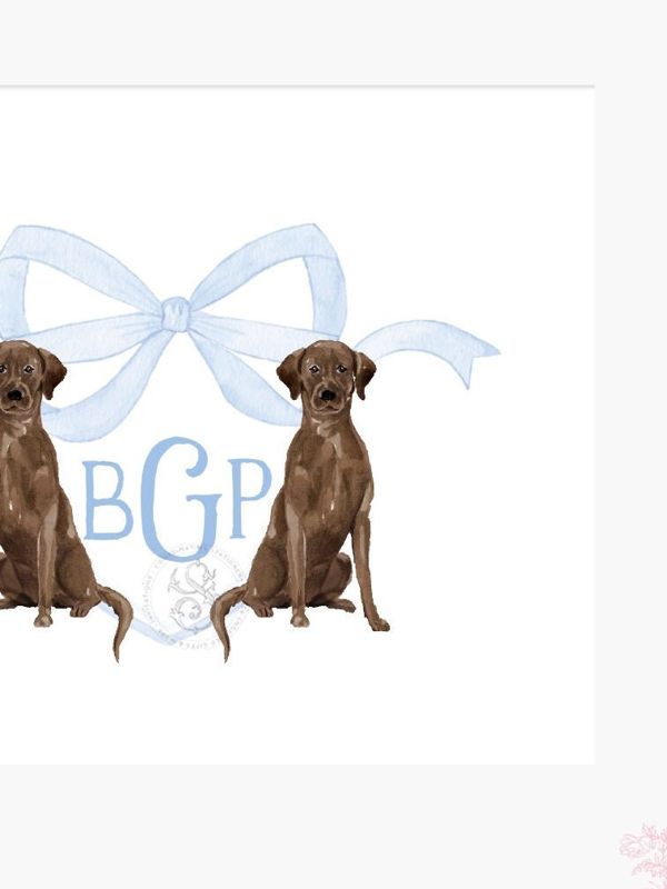 Monogram Crest Wall Art for Baby Boy Nursery - Watercolor Labrador Retrievers - Printable Baby Monogram Grandmillenial (5x7 | Landscape)