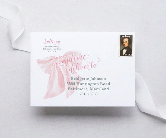 Preppy Southern Pink and Sage Green Bow Monogram Chinoiserie Baby Shower Invitation, Girl Baby Sprinkle Invites Winter, Baby Girl Garden Tea (10 printed invitations, Plain White Envelopes)