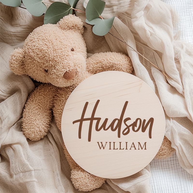 Baby Announcement Sign, Birth Announcement Sign, Baby Name Sign for Hospital, Newborn Name Wood Sign (4")