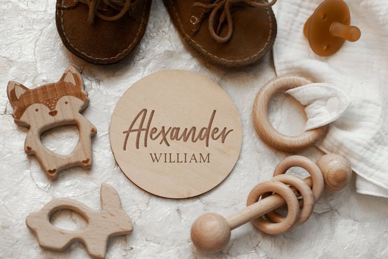 Baby Announcement Sign, Birth Announcement Sign, Baby Name Sign for Hospital, Newborn Name Wood Sign (4")