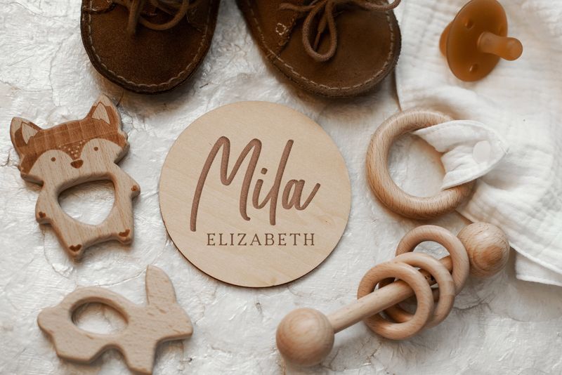 Baby Announcement Sign, Birth Announcement Sign, Baby Name Sign for Hospital, Newborn Name Wood Sign (4")