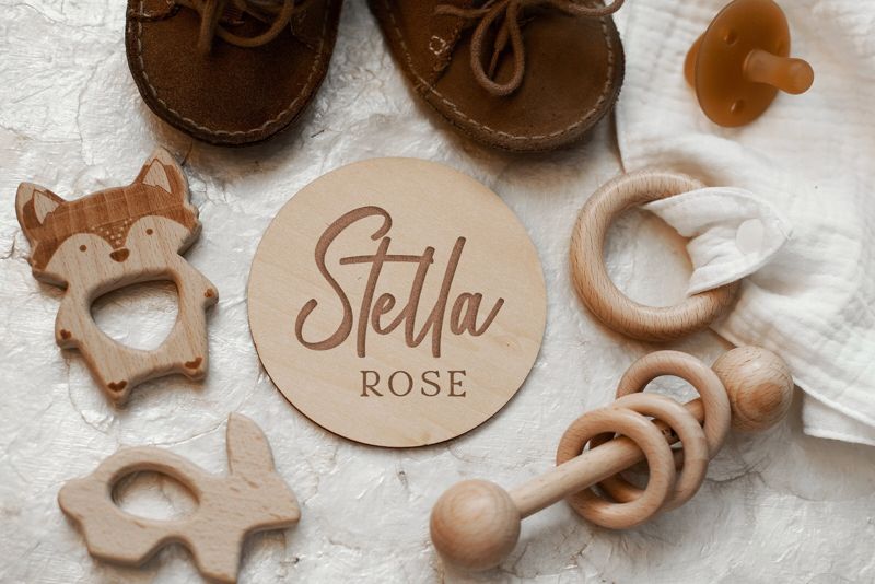 Baby Announcement Sign, Birth Announcement Sign, Baby Name Sign for Hospital, Newborn Name Wood Sign (4")
