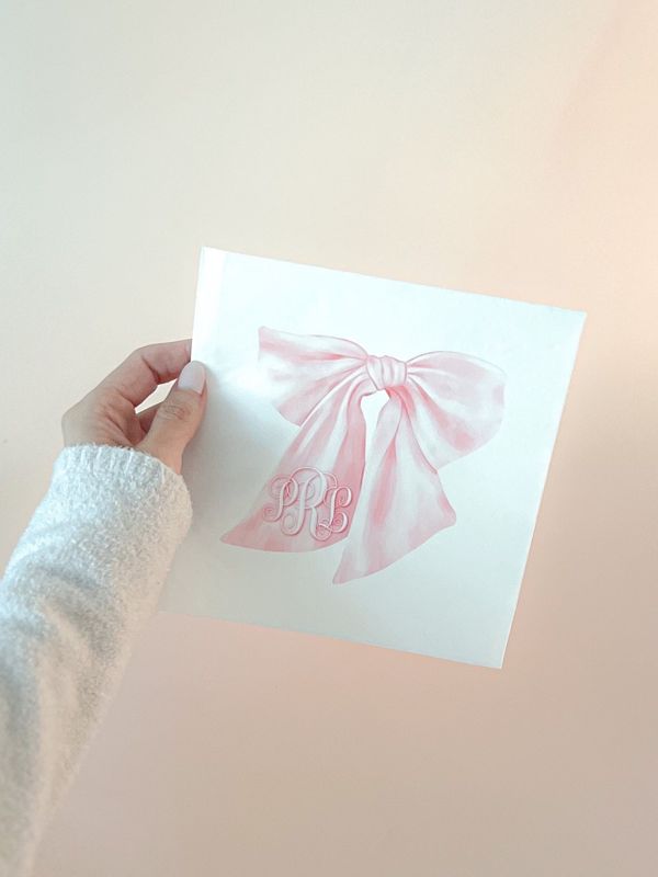 Printed Napkins for Baby Shower - Pink Bow Paper Napkins - Personalized Monogram Napkins for Baby Girl Sprinkle - Custom Cocktail Napkins (100 Printed Napkins | Cocktail 4.75")